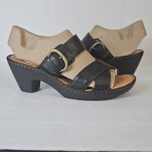 Born Black Leather Mules with Ergonomic Design - Picture 1 of 13